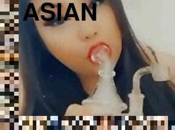 asiatique, amateur, milf, belle-femme-ronde, joufflue, solo, fumer, chinoise, philippine
