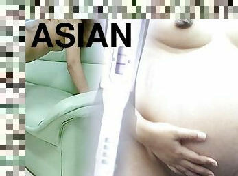 asiatisk, gravid, amatör, cumshot, samling, creampie, sprut, verklighet