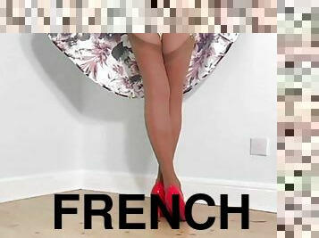 fransk, retro, under-kjolen, strumpor, brittisk, underkläder, ensam, höga-klackar