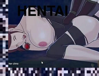 arsch, dilettant, anal-sex, schwer, creampie, rothaarige, anime, hentai, hintern, halloween