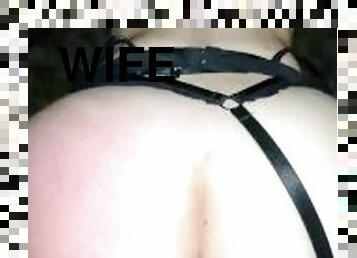 po-pasje, žena, amaterski, milf, nogavice, perilo, čudovito, cuckold