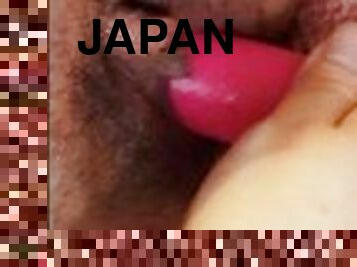 asiatisk, klit, fisse-pussy, sprøjte, legetøj, japans, store-sorte-skønheder, småfed