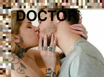 Inked slut Vanessa Vega gets fucked hard in front of the doctor.