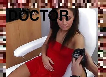 Kinky Gyno Doctor fingers teen pussy in office