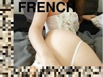 Sexy French naughty girl touches herself and cums several times