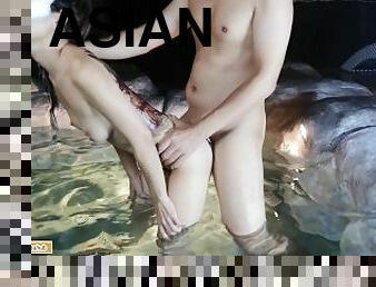 Cut 4K THAI ASIAN Spring Sex, Fucking on Vacation with my Girlfriend in a Hot Spring Resort.