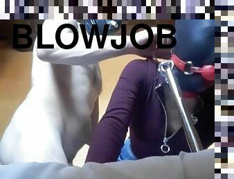 amatör, avsugning, gigantisk-kuk, milf, deepthroat, bdsm, gagging, bondage, ögonbindel, maskiner-mask