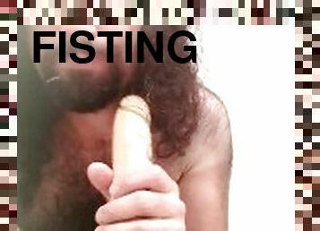 Extreme fisting ATM deepthroat distention: 12 inch dildo, fist in ass at the same time, then throat