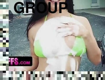 BFFs - College Girls In Bikini Covered With Foam Leave Their Car Wash For More Profitable Activity