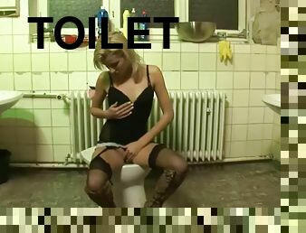 Young assfucked action in toilet