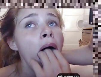 Teen wife gives perfect deepthroat on cam amazing