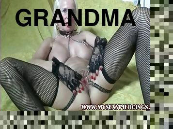 grand-mère, chatte-pussy, granny, percé