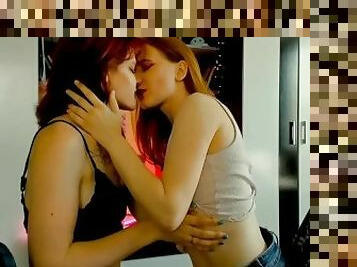 russo, amador, lésbicas, adolescente, beijando, webcam, tetas-pequenas