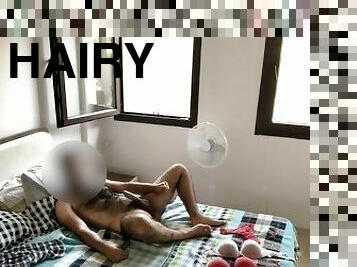 horny hairy man sneaks jerk off and cums in hotel room