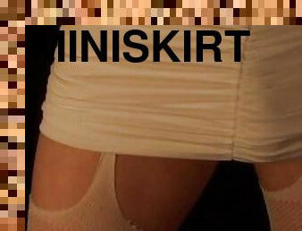 gigantisk, anal, cumshot, transa, sprut, mjölk, mini-kjol