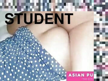 asiatisk, røv, orgasme, student, amatør, anal, teenager, hjemmelavet, creampie, synsvinkel