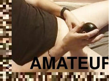 masturbation, amatör, gigantisk-kuk, leksak, avrunkning, ensam, rakad, kuk