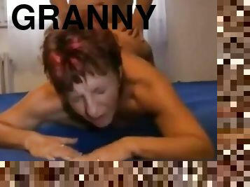 Granny gets fucked doggystyle hard with creampie