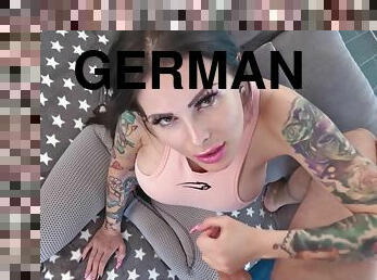 groß-titten, sport, erotisch-mutti, junge, deutsch, gesichtspunkt, brunette, tattoo