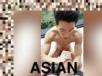 asiatisk, masturbation, monster, cumshot, blandade-raser, gay, avrunkning, par, pov, vit