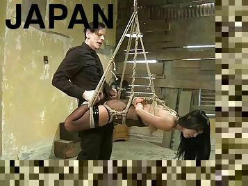 asiatique, poilue, fellation, jouet, japonais, bdsm, lingerie, résille, bondage, brunette