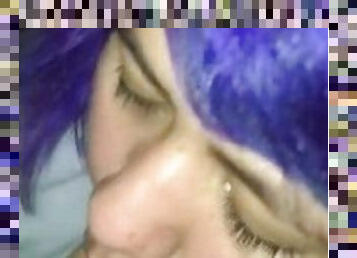 Blue Haired Latina Cum on Tits