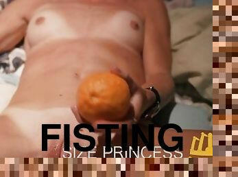 Birthing big Oranges out of my teen pussy