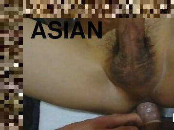 Moaning asian schoolboy in socks