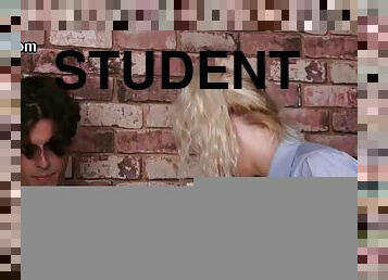 CFNM, college girls sucking students cock in conference room