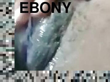 Dark skin ebony fingering wet pussy thinking of my bbc filling her up