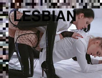 mastubasi, lesbian-lesbian, mainan, bintang-porno, berambut-pirang, fetish-benda-yang-dapat-meningkatkan-gairah-sex, latex, berambut-cokelat