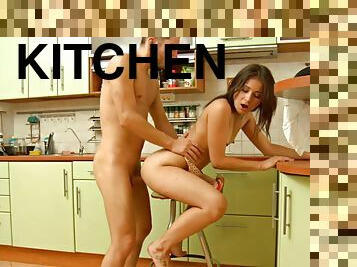petite girl rammed in the kitchen - stacy romin
