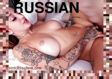 Cumming on big Russian tits