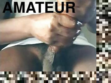 gigantisk, masturbation, amatör, cumshot, gigantisk-kuk, svart, juckande, ensam, kuk