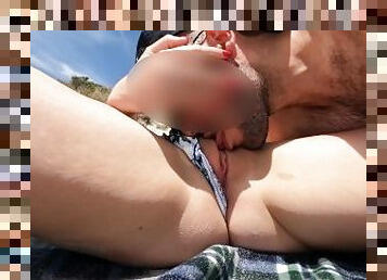 Real Public Beach Sex - Pussy Eating and Blowjob Leads to Ass Covered in Cum - Amateur Couple