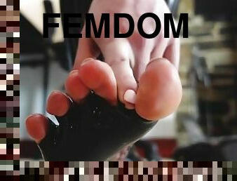 amatør, slave, føtter, latex, footjob, hvit, dominans, femdom, gummi, tær