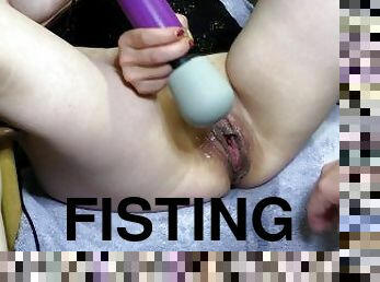 fisting, orgasm, fitta-pussy, amatör, milf, vagina, vått, brunett