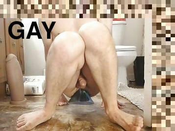 extremo, gay, dildo, sozinho, inserção