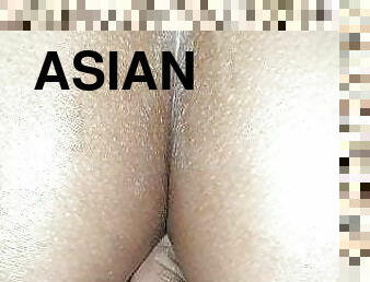 asiatisk, röv, fitta-pussy, fru, amatör, anal, milf, fingerknull