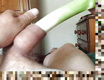 Leek vegetable in foreskin 