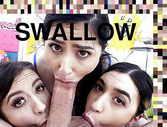 SWALLOWED Blowbang with Kaitlyn, Natalie, and Lexi