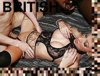 Stunning British blondes enjoy a gangbang