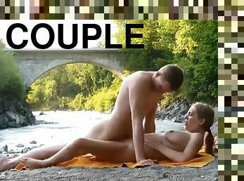 bañando, nudista, al-aire-libre, adolescente, cámara, pareja, playa, voyeur, oculto