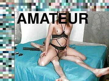 transvestit, amatør, anal, par, liderlig, webcam