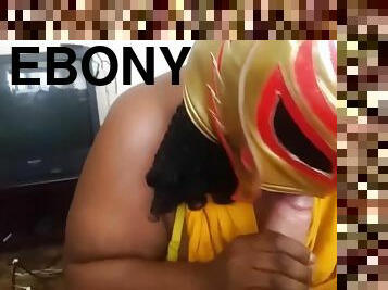 Masked Ebony BBW Milf Gives Me Blowjob w/Facial