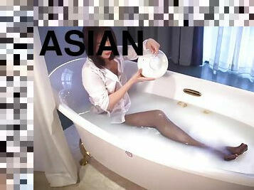 asiático, bañando, pantis, pies, medias, primera-persona, fetichista, ducha, a-solas, calientapollas