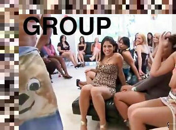 Juicy brunette mom having a hot group sex in public
