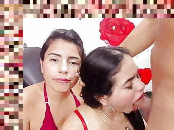 latina, fellation-profonde, trio, webcam