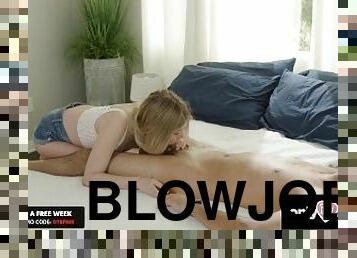 OnlyTeenBlowjobs - Cheeky Blonde Step Sister Gives Her Step Bro A Sweet Blowjob - Coco Lovelock