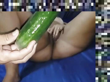 Big Butt Wife Riding After Play With Cucumber